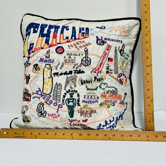 Catstudio Chicago Embroidered Pillow - Picture 11 of 12